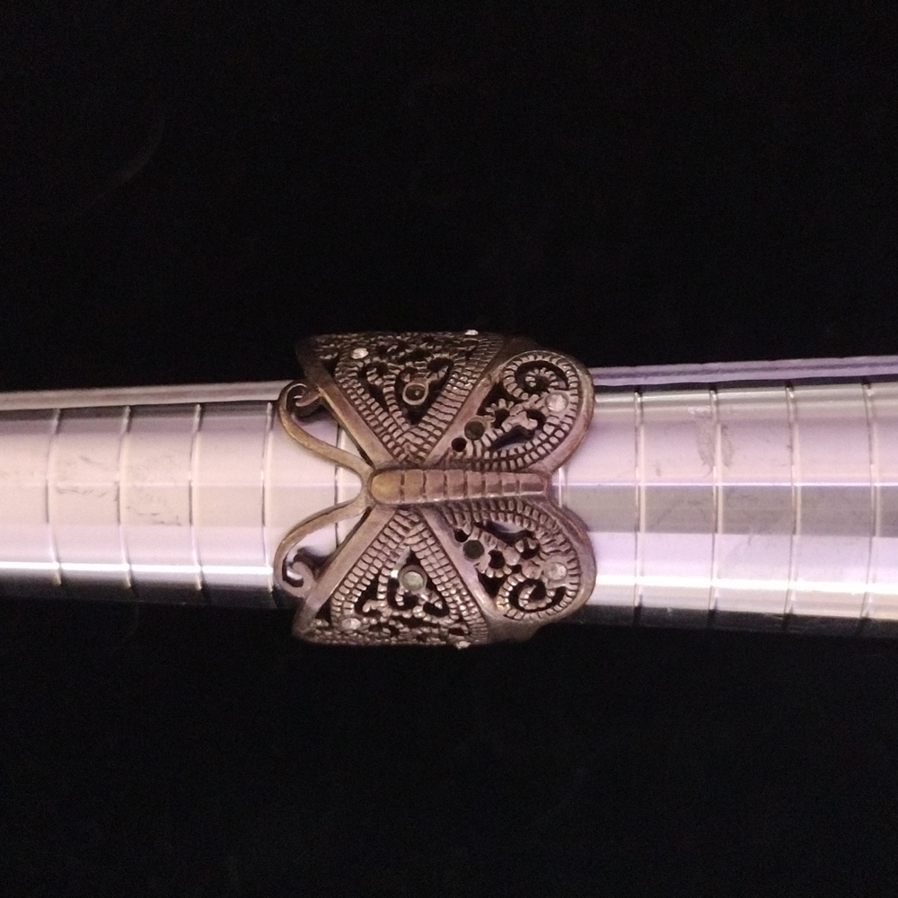 Vintage Sterling Silver Butterfly Ring Large 1" Size 7 Used item #024